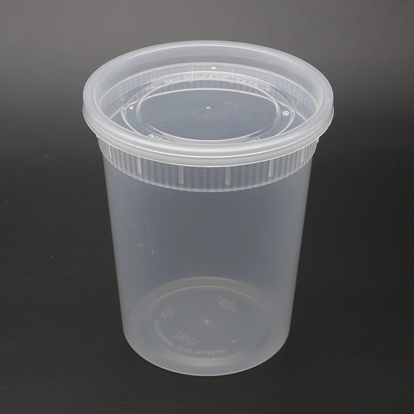 32oz Clear Plastic Soup & Deli Containers with Lids 240 Sets