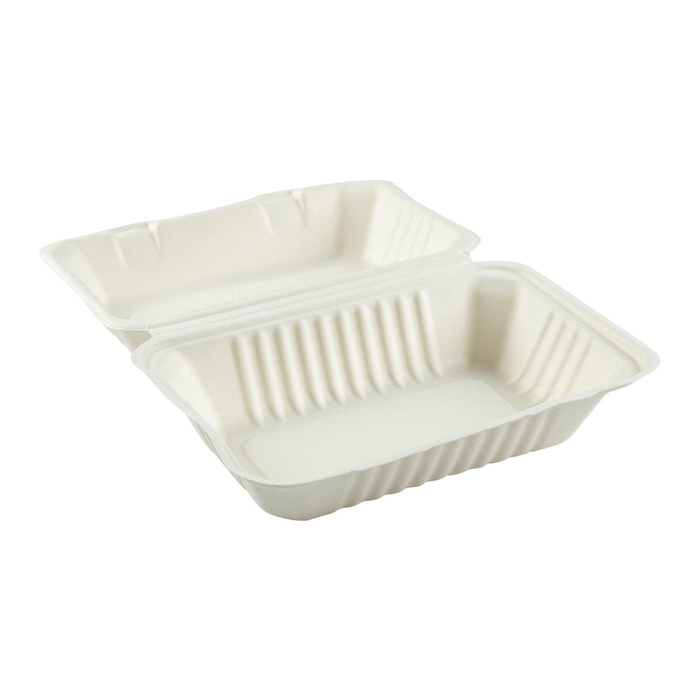 9x6" Compostable Sugarcane Clamshell Container 200 Pcs