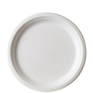 9" Round White Sugarcane Plates
