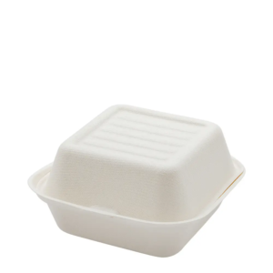 6x6" Compostable Sugarcane Clamshell Container 500 Pcs