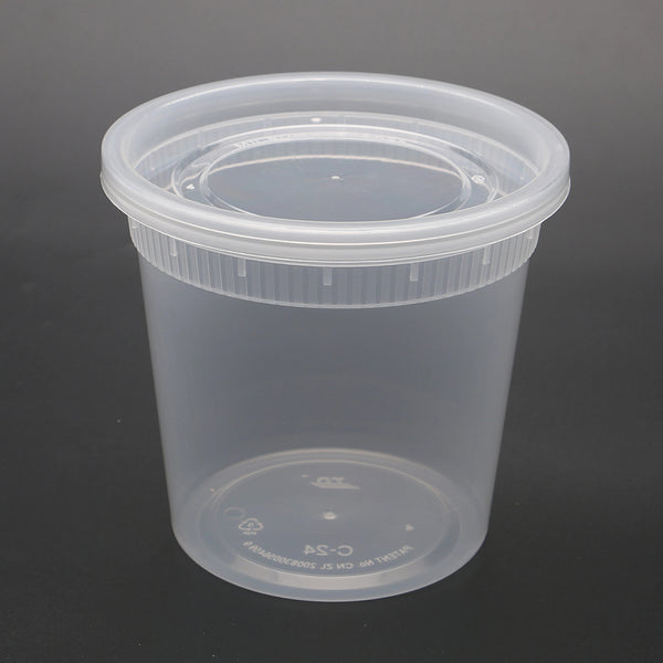 24oz Clear Plastic Soup & Deli Containers with Lids 240 Sets