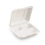 8×8″ 3 COMPARTMENT Plastic Clamshell Container 150 Pcs