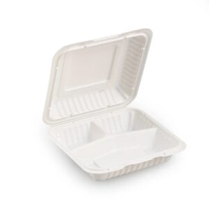 9X9" 3 COMPARTMENT Plastic Clamshell Container 150 Pcs