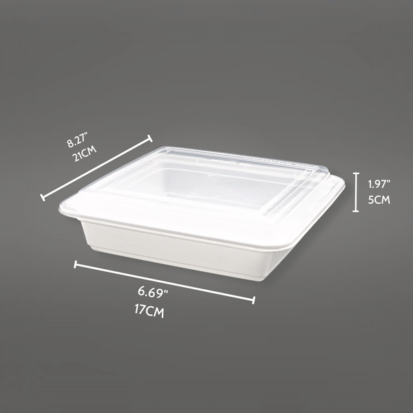 48oz Rectangle Plastic Container with Clear Lid 150 sets