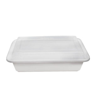 38oz Rectangle Plastic Container with Clear Lid 150 Sets