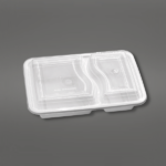 2 Compartment Rectangle Plastic Container with Clear Lid 150 Sets