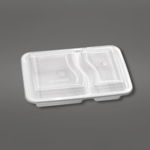 2 Compartment Rectangle Plastic Container with Clear Lid 150 Sets