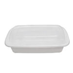 24oz Rectangle Plastic Container with Clear Lid 150 Pcs