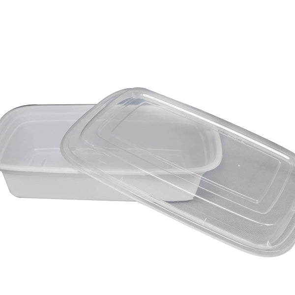 24oz Rectangle Plastic Container with Clear Lid 150 Pcs