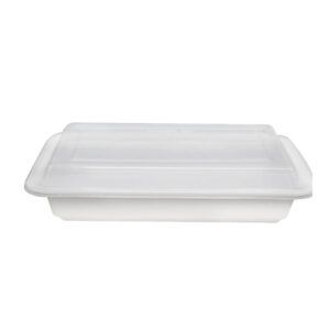 28oz Rectangle Plastic Container with Clear Lid 150 Pcs
