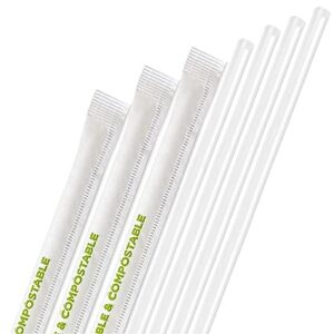8" Plastic Compostable Straws Paper Wrapped (Made from Plants)