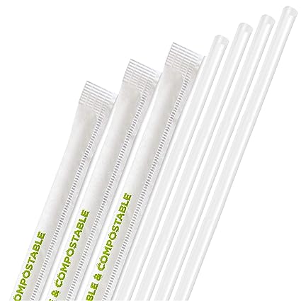 8″ Plastic Compostable Straws Paper Wrapped (Made from Plants)