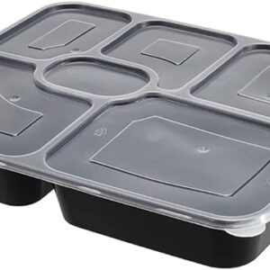 6 Compartment Rectangle Plastic Container with Clear Lid (Bento Box) 100 Sets